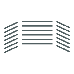 Large Auditorium room setup icon showing three sections of seating