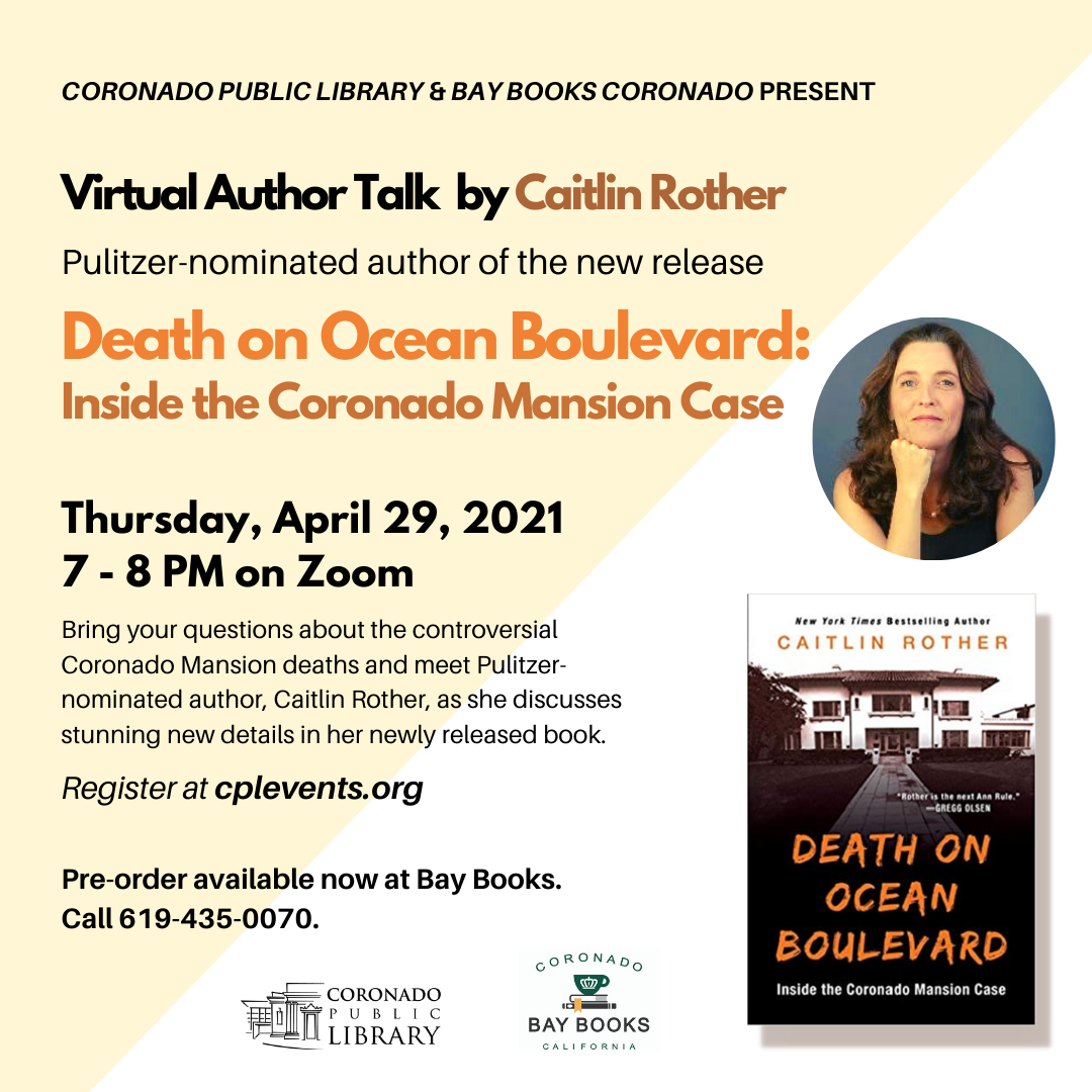 Death on Ocean Blvd. Virtual Author Talk: Caitlin Rother, 4/29 @ 7-8pm on Zoom