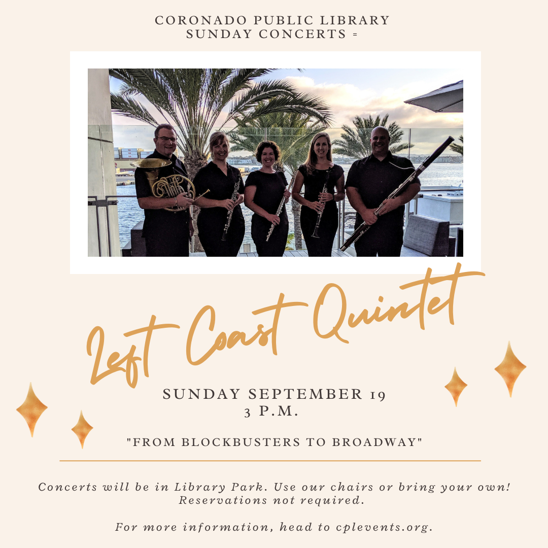 Coronado Outdoor Concert September 19 Left Coast Quintet