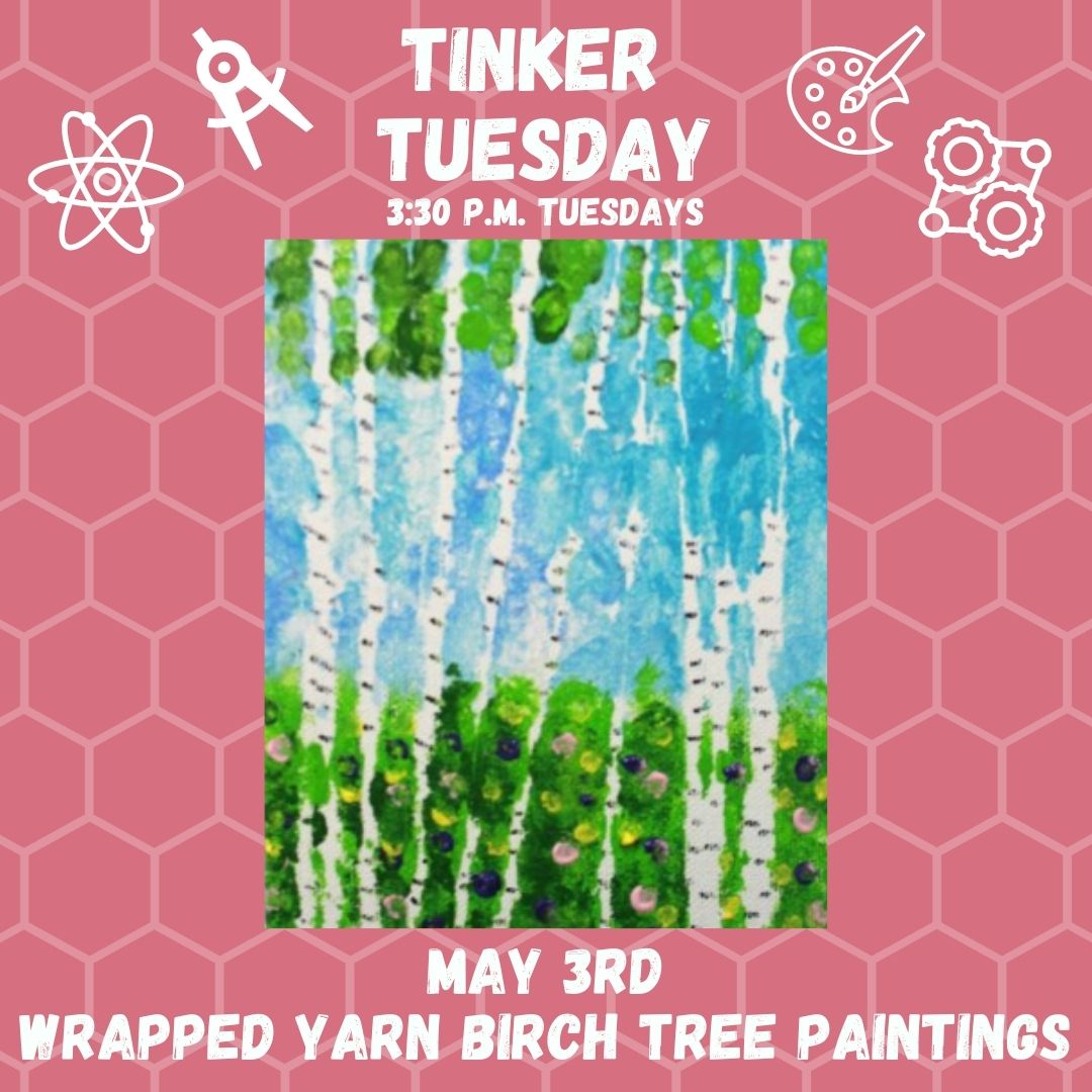 Wrapped Yarn Birch Tree Paintings