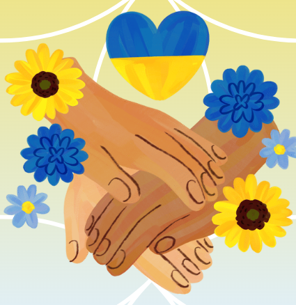 Ukraine flowers and hands