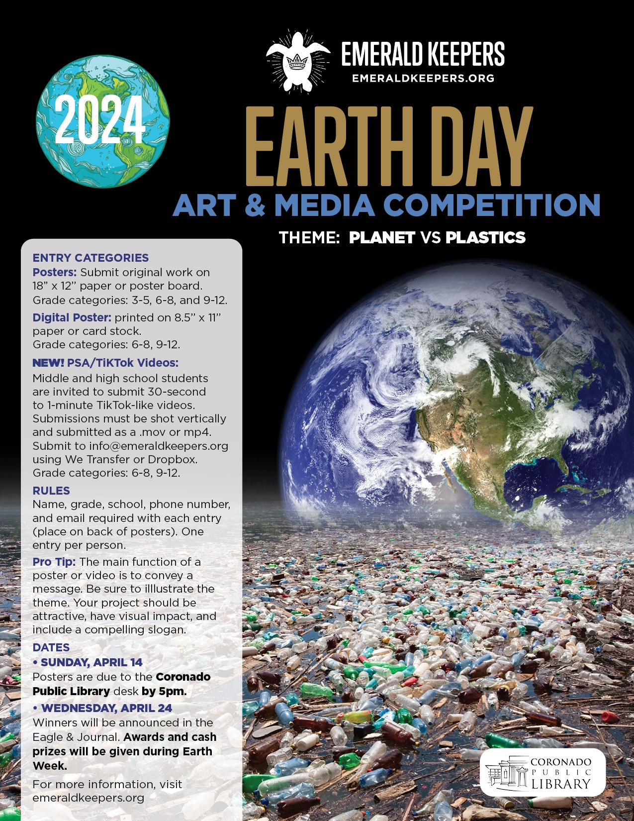 2024 Earth Day Poster Contest flyer with guidelines