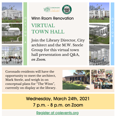 Winn Room Renovation Virtual Town Hall, 3/24 @ 7pm on Zoom