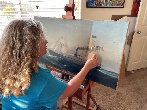 Lisa at easel