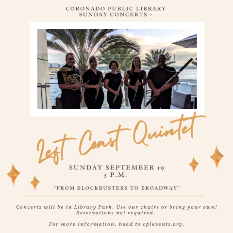 Coronado Outdoor Concert September 19 Left Coast Quintet