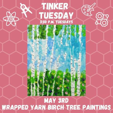 Wrapped Yarn Birch Tree Paintings