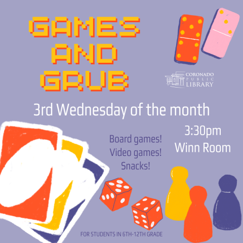 purple games and grub flyer