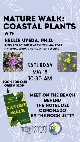 blue nature walk flyer with pictures of coast plants