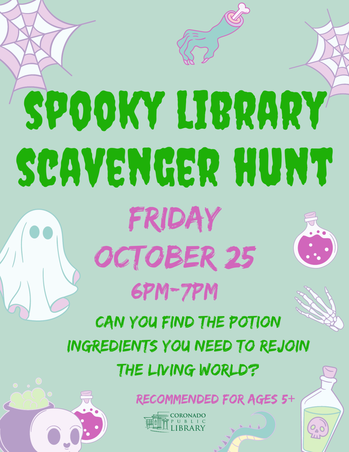 Green flyer with Halloween themed clipart