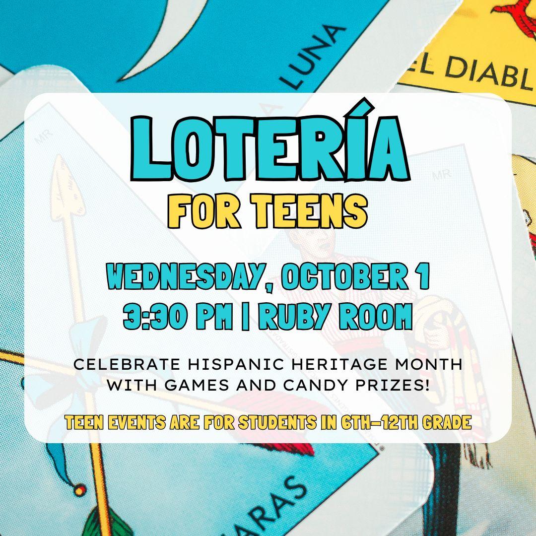 loteria card background with blue and yellow text