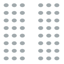 Auditorium room setup icon showing two large seating areas with aisle in between
