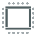enclosed square room setup icon showing tables placed in large square with chairs on outside