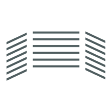 Large Auditorium room setup icon showing three sections of seating