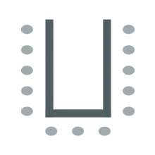U-shape room setup icon showing tables placed in a U-shape with chairs on outside